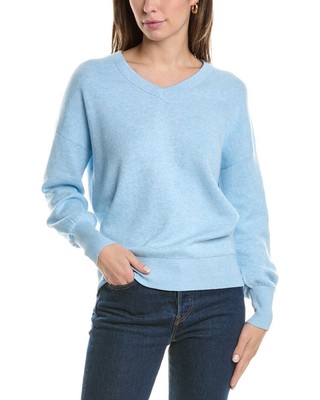 Кашемировый свитер с присборенным рукавом Forte Cashmere Женский синий Xl