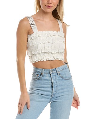 

Винтажная женская многослойная льняная майка с кружевной отделкой Havana, Белый