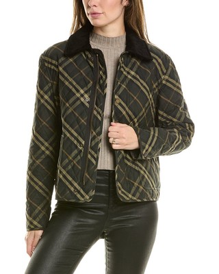 Укороченный клетчатый стеганый сарайный жакет Burberry для женщин