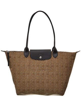 

Longchamp Le Pliage Micro, большая женская сумка-тоут из нейлона и кожи с длинной ручкой, коричневая, NA