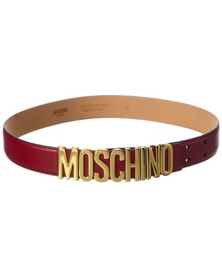 

Женский кожаный ремень с пряжкой с логотипом Moschino, красный