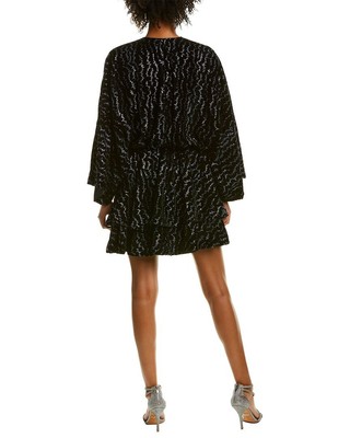 Pre-owned Zadig & Voltaire Ruffle Velour Mini Dress Women's In Black