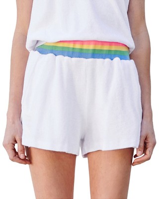 Короткие женские брюки в полоску Sundry Rainbow Rib белого цвета 0