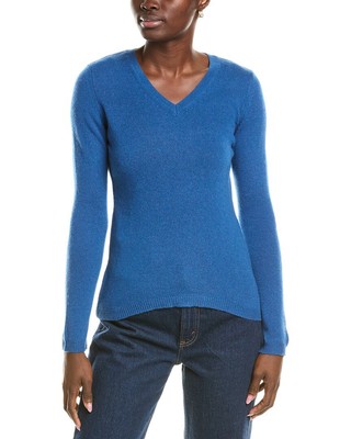 Forte Cashmere V-Neck Cashmere Sweater Womens Blue Xs