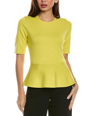 St. John Peplum Top Womens Yellow Xl