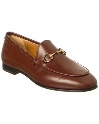 Женские кожаные мокасины Gucci Jordaan коричневого цвета 37