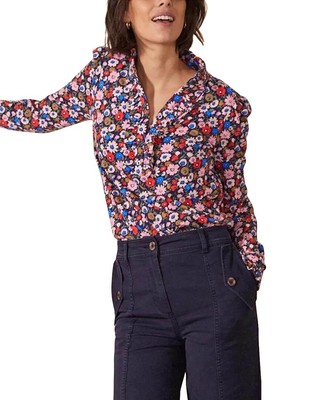 

Женский трикотажный топ с рюшами Boden, French navy;elegant bloom