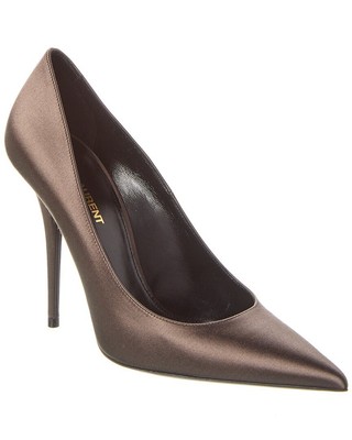 Атласные туфли-лодочки Saint Laurent Marylin 110 женские коричневые 37
