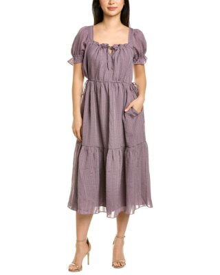 

Многоярусное платье миди Madewell с квадратным вырезом, женское, Фиолетовый