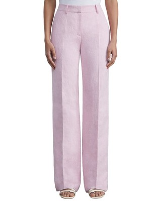 Lafayette 148 New York Gates Full Leg Linen & Silk-Blend Pant Womens Pink 0