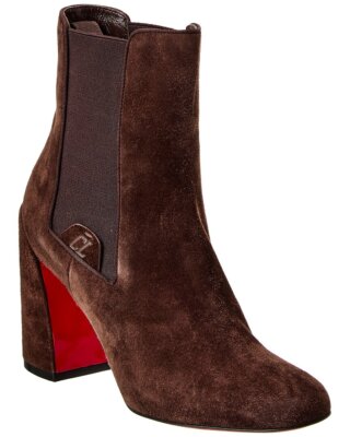 Christian Louboutin Turelastic 85 Suede Bootie Womens Brown 38