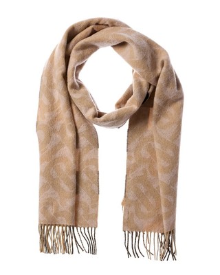 Burberry Reversible Check Cashmere Scarf Womens Beige Os