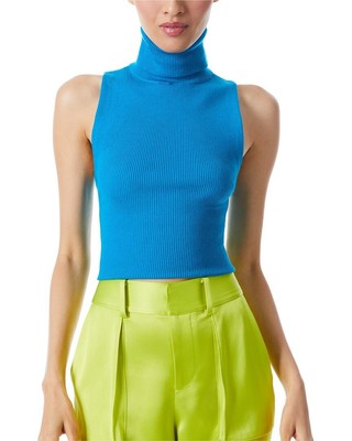 

Alice + Olivia Darcey Водолазка из смесовой шерсти, свитер, майка, женская, Kturkish blue