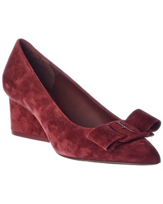 Женские замшевые туфли-лодочки Ferragamo Viva Красные 105 C