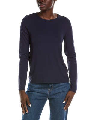 Женский топ с круглым вырезом от Eileen Fisher синего цвета Xxs