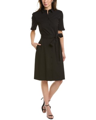 

Шерстяное платье-рубашка с завязкой на талии Carolina Herrera женское черное, Черный