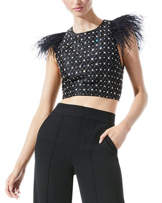 

Укороченный женский укороченный топ Alice + Olivia Takisha, Zblack/silver