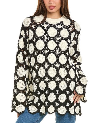 Jason Wu Crochet Knit Top Womens Black M