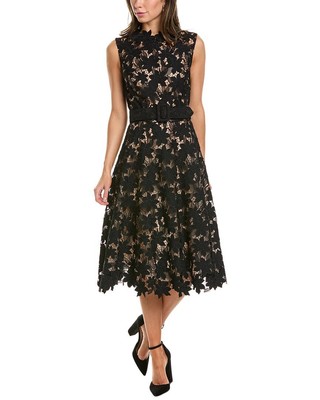 Женское кружевное платье А-силуэта с шелковой подкладкой Oscar De La Renta Tiger Lily