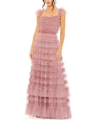 Женское многоуровневое платье с оборками на рукавах Mac Duggal Ruffle Cap 2