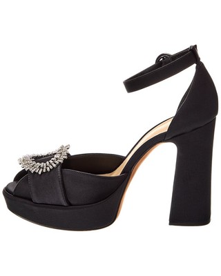 Pre-owned Alexandre Birman Madelina Curve 120 Satin Platform Pump Women's In Black