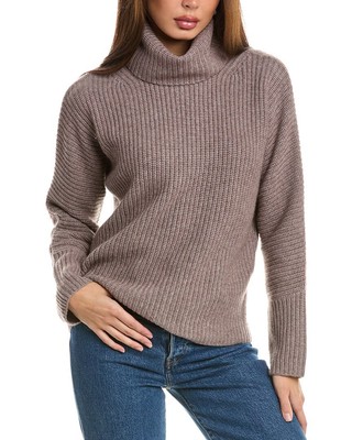 Роскошный женский свитер из смеси шерсти и кашемира с высоким воротом Forte Cashmere, серый M