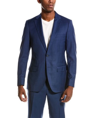 

Мужской шерстяной костюм Zanetti 2Pc Bleu Label с брюками с плоской передней частью, Синий, NA