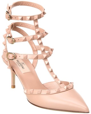

Женские кожаные туфли-лодочки Valentino Rockstud Caged 65 с ремешком на щиколотке, Розовый, NA