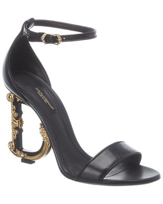 

Женские кожаные босоножки на каблуке Dolce - Gabbana, Черный, NA