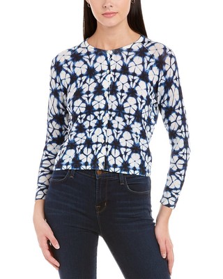 

Samantha Sung Lynette Женский кардиган из шерсти и шелка, White blue shibori explora