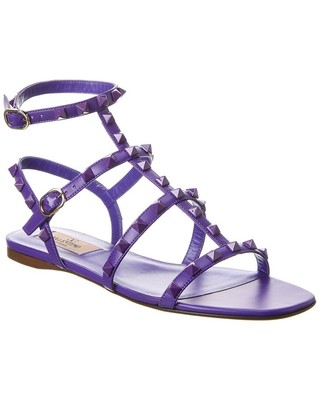 

Женские кожаные сандалии с ремешком на щиколотке Valentino Rockstud, Фиолетовый, NA