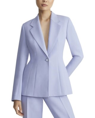 Женский приталенный блейзер из смесовой шерсти Lafayette 148 New York Plus с лацканами и вырезами на лацканах