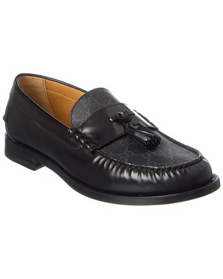 

Мужские лоферы из парусины и кожи Gucci с кисточками Gg Supreme, Черный, NA