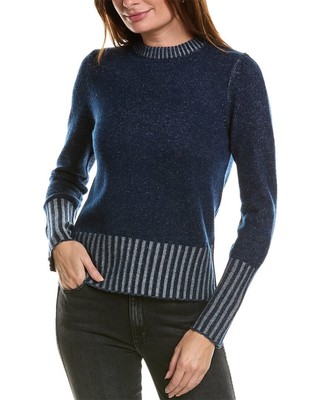 Женский вязаный свитер с круглым вырезом из смеси шерсти и кашемира Forte Cashmere синего цвета M