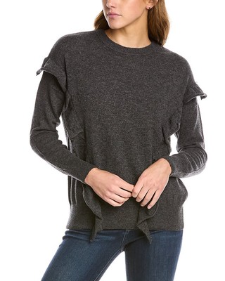 

Женский кашемировый свитер Forte Cashmere с рюшами, Grey