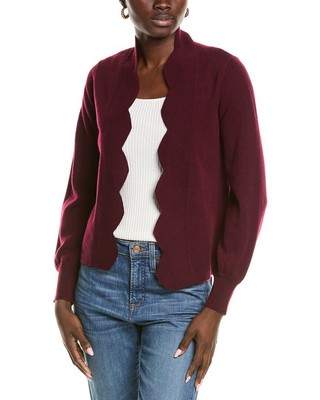 Sofiacashmere Scallop Edge Cashmere Cardigan Womens Red L