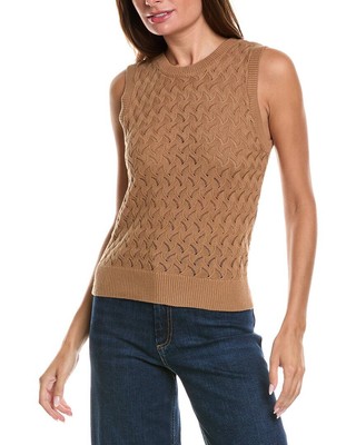 Minnie Rose Pointelle Crop Cashmere-Blend Tank Womens Brown S