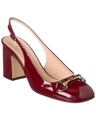Лакированные туфли-лодочки Gucci Horsebit с ремешком на спине, женские, красные, 40