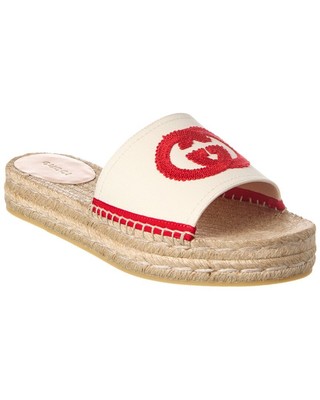 

Женские парусиновые туфли на плоской подошве Gucci Interlocking G, Белый, NA