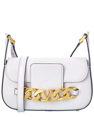 

Маленькая кожаная женская сумка на плечо Valentino Vlogo с цепочкой, белая, NA