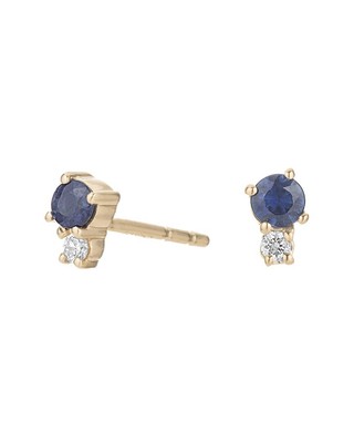 Женские серьги Diana с бриллиантами и голубым сапфиром Adina Reyter 14K 0,17 Ct.