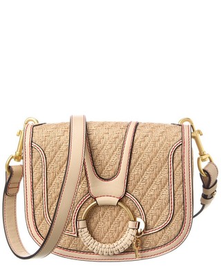 Женская джутовая сумка через плечо See By Chloé Hana коричневого цвета