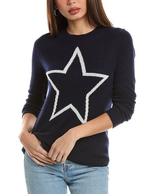 Hannah Rose Star Intarsia Wool & Cashmere-Blend Sweater Womens Blue M