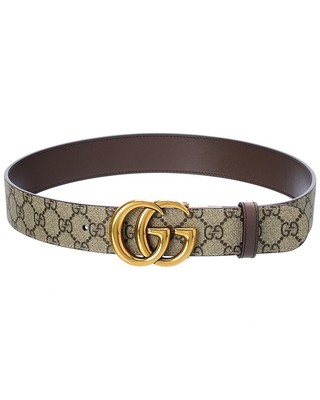 

Gucci Gg Marmont Двусторонний ремень Gg Supreme из ткани и кожи женский коричневый