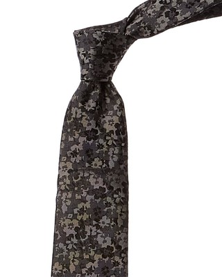 

Черный шелковый галстук с цветочным принтом Ted Baker Trafal, черный цвет