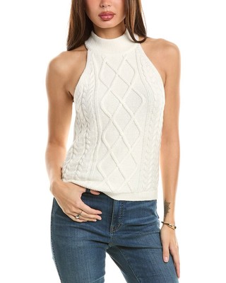 1.State Cable Halter Sweater Womens White Xl
