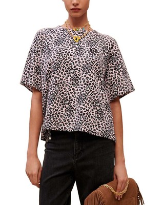 Женская футболка Maje Tleopard розового цвета T3