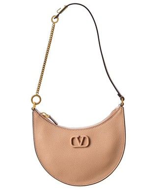 Valentino Vlogo Grainy Leather Hobo Bag Womens Pink