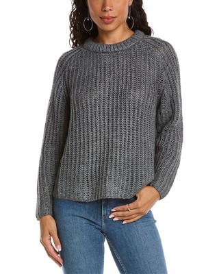 

Lafayette 148 New York Женский свитер из альпаки и шелка с открытой ребристостью, Grey