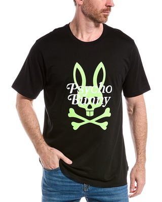 

Мужская футболка с рисунком Psycho Bunny Cortlandt, черная, Черный, NA